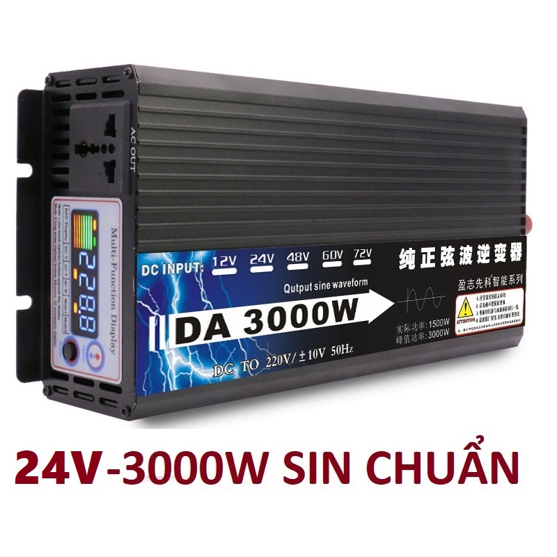 Bộ đổi nguồn inverter 24v lên 220v 3000W Sóng Sin chuẩn