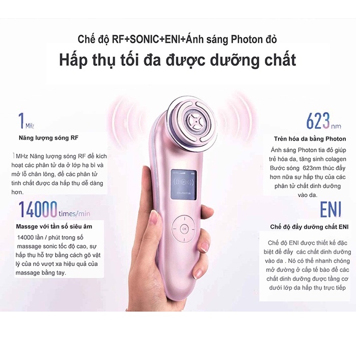 [BH 2 Năm] Máy nâng cơ trẻ hoá da 9 in 1 công nghệ Nano Photon RF, EMS , Sóng siêu âm NanoTime F82E Chính Hãng Nhật Bản