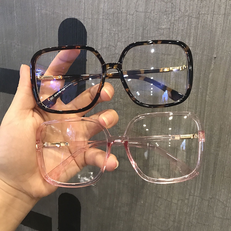 Mắt Kính Gọng Vuông Lớn Trong Suốt Chống Ánh Sáng Xanh Phong Cách Hàn Quốc Cổ Điển Thời Trang Cho Nam Và Nữ