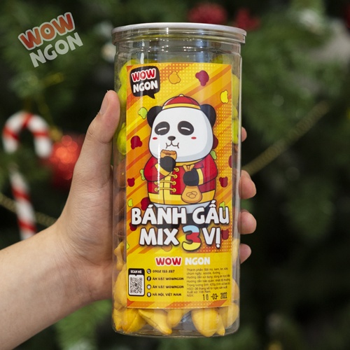Bánh gấu nhân kem sữa mix 3 vị WowNgon hộp 420g siêu ngon đồ ăn vặt Hà Nội