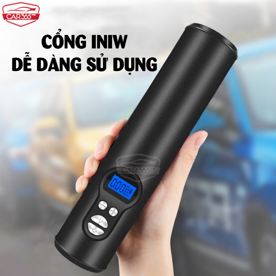 Máy bơm hơi ô tô cầm tay mini di động Màn Hình LCD CAR365 dùng pin sạc thông minh cao cấp - CAR33