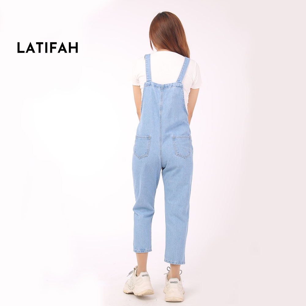 [Mã BMBAU50 giảm 50K đơn 150K] Quần yếm jean dài nữ LATIFAH rách có nắp YJ006 phong cách ulzzang hàn quốc
