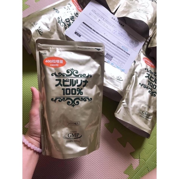 Tảo xoắn túi spirulina 2400 viên, tảo xoắn spirulina Nhật Bản dạng túi