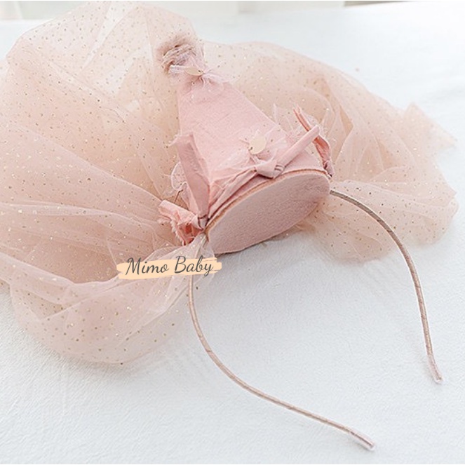 Bờm mũ chóp đính voan xòe lấp lánh, bờm cô dâu cho bé gái BD49 Mimo Baby