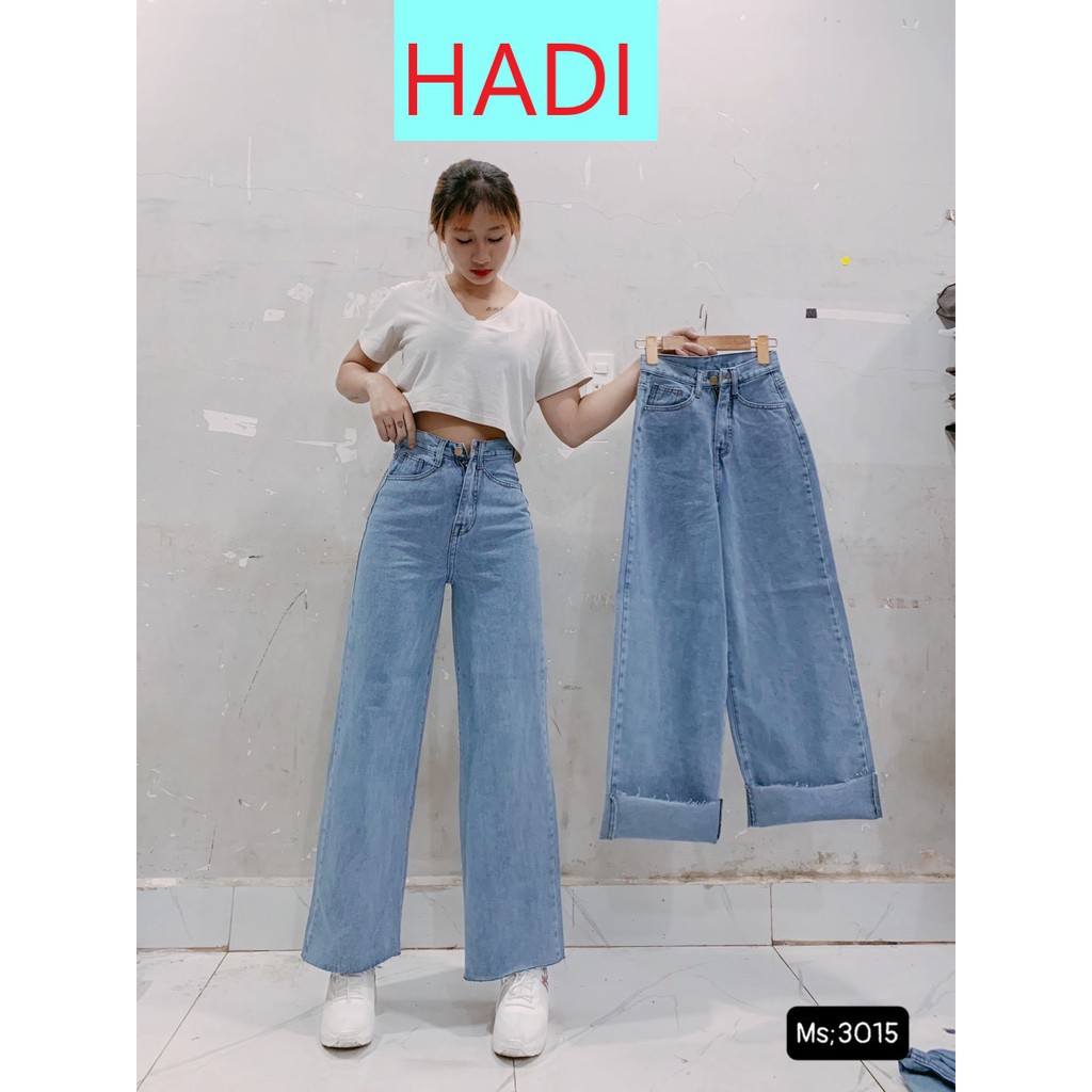 [ RỘNG TUA ] QUẦN JEAN ỐNG RỘNG NỮ LƯNG CAO MÀU XANH NHẠT LAI TUA CAO CẤP HADI ĐỦ SIZE S, M, L FORM DÀI RỘNG CỰC CHUẨN