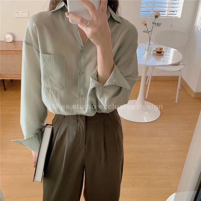 Áo sơ mi chiffon tay dài nhiều màu tùy chọn thời trang mùa hè cho nữ