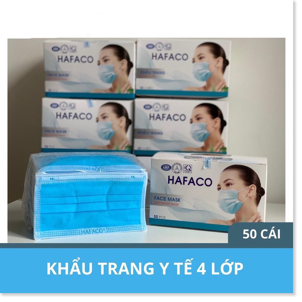 Khẩu Trang Y Tế 4 Lớp Hafaco Hộp 50 Cái