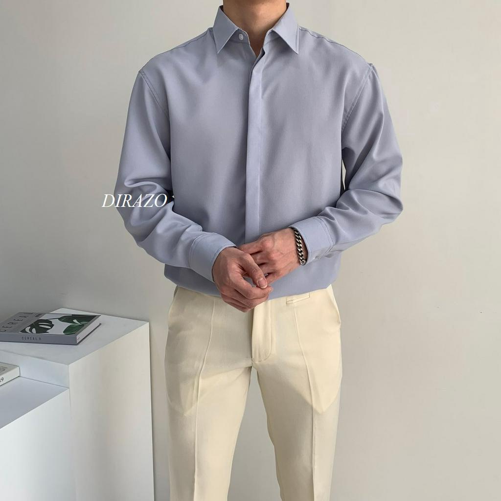 Áo sơ mi nam trơn GIẤU NÚT hiện đại Hàn Quốc  - DIRAZO