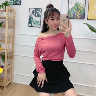 Áo Thun Dài Tay Lệch Vai Nhiều Màu