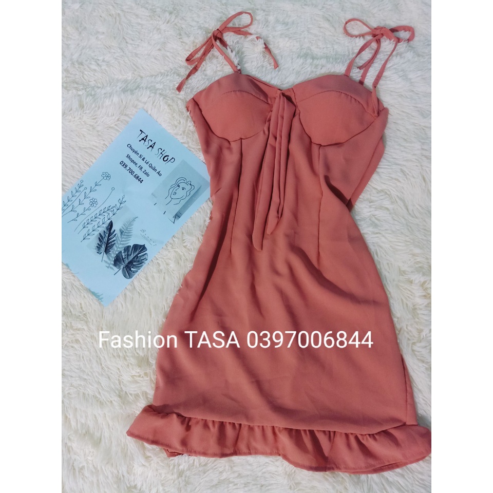 TBL Đầm trắng dự tiệc ôm body 2 dây đuôi cá có mút ngực thắt nơ váy ngắn chất lụa sexy