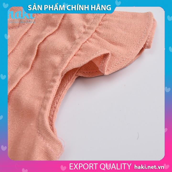 Bộ romper cánh tiên xếp ly ngực BL002-HAKI, romper cho bé gái; bộ liền cho bé từ 6-13kg