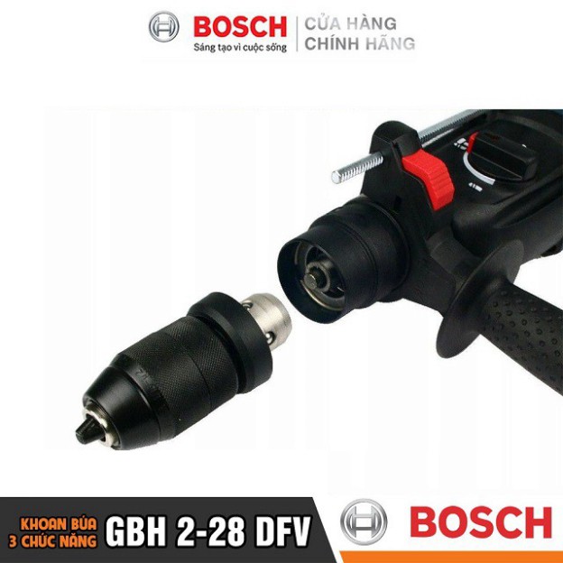 [HÀNG CHÍNH HÃNG] Máy Khoan Búa Bosch GBH 2-28 DFV (28MM-820W) - Chuyên Khoan Bê Tông, Có Đục