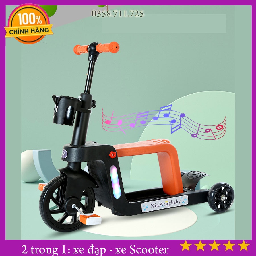 Xe đạp trẻ em  2 in 1, Xe trượt Scooter thông minh phát triển vận động cho bé