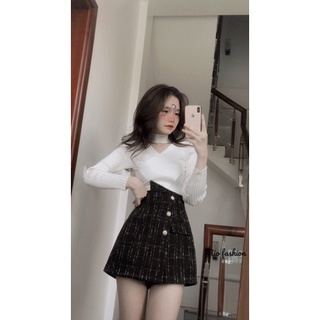 áo len tăm cổ v phối
