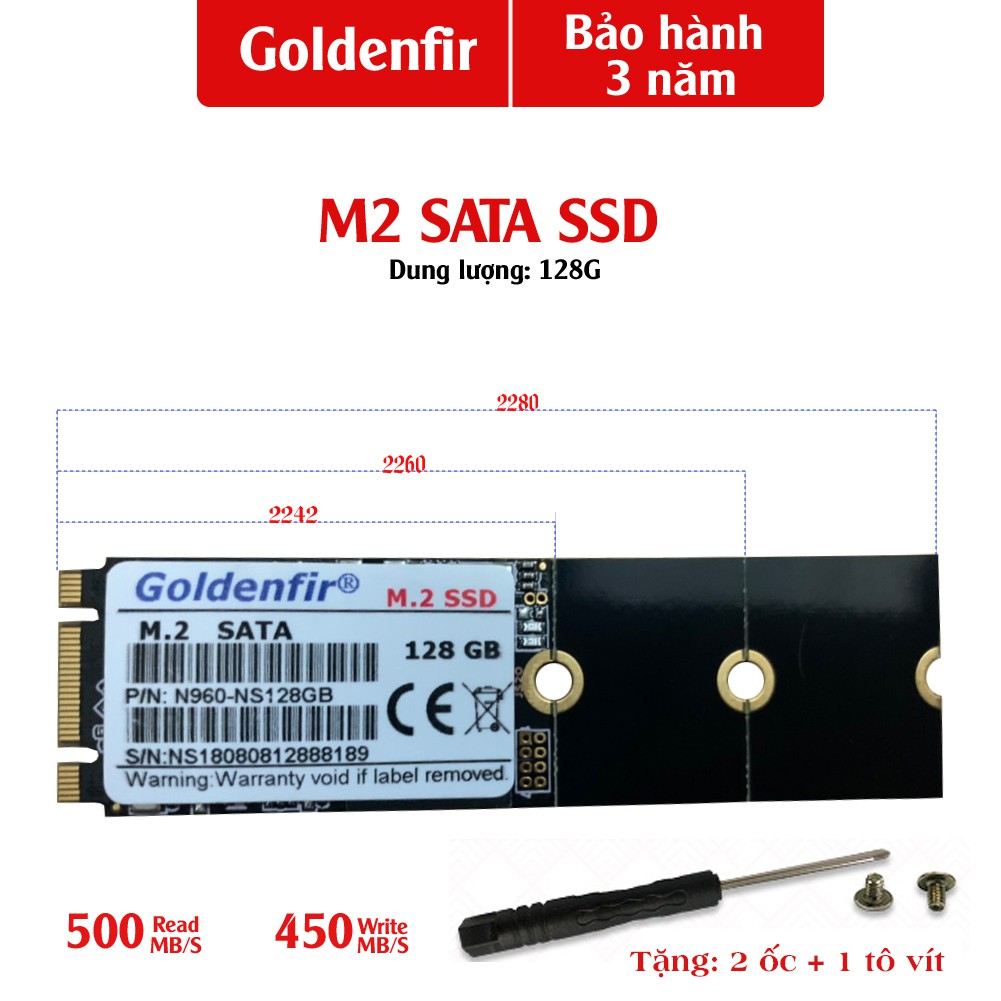 Ổ cứng SSD M2 SATA Goldenfir 128G ( Vừa mọi chân SSD)
