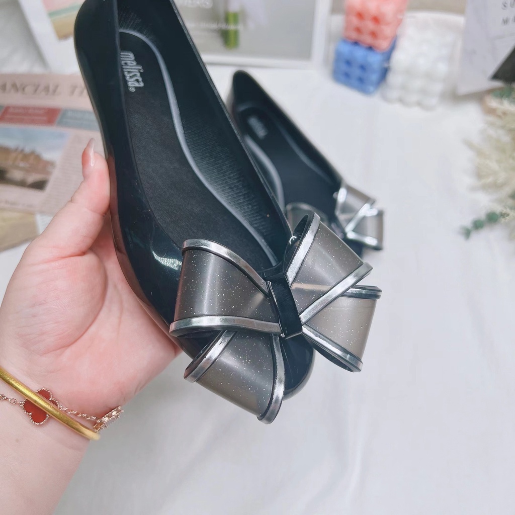 Giày Búp Bê Nhựa Đính Nơ Xinh Xắn Hợp Thời Trang Đi Biển Cho Bạn Gái