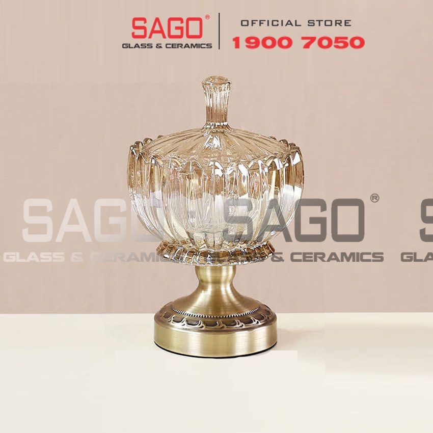 Đĩa Thủy Tinh Trái Cây Có Chân Mạ Đồng Bí Sọc Cao Cấp | Tùy Chọn Kiểu Dáng