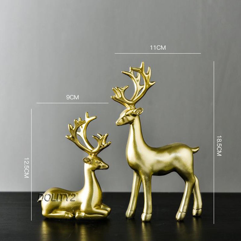 Tượng nai sừng tấm bằng nhựa resin màu vàng bắt mắt dùng trang trí độc đáo