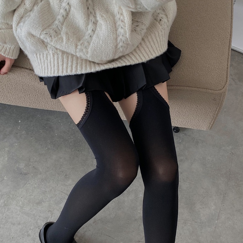 Quần tất ren xuyên thấu quyến rũ cho nữ cắt bên phong cách Harajuku Kawaii Lolita