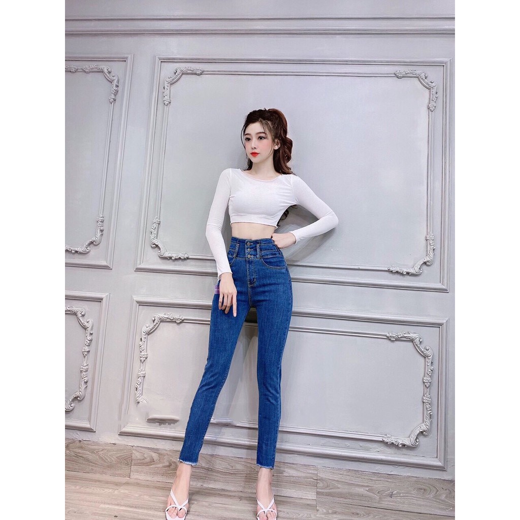 Quần jean nữ lưng siêu cao 3 CÚC Siêu Đẹp bảng size 26-34 chất jean giãn tốt 3C-ROM433