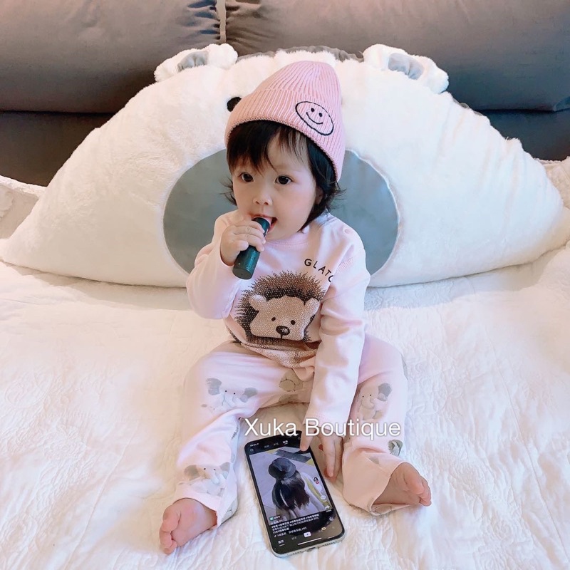 Bộ Quần Áo Dài Tay Sư Tử Thu Đông QCCC Cotton Dày Cao Cấp Bé Gái Bé Trai [Ảnh Thật]