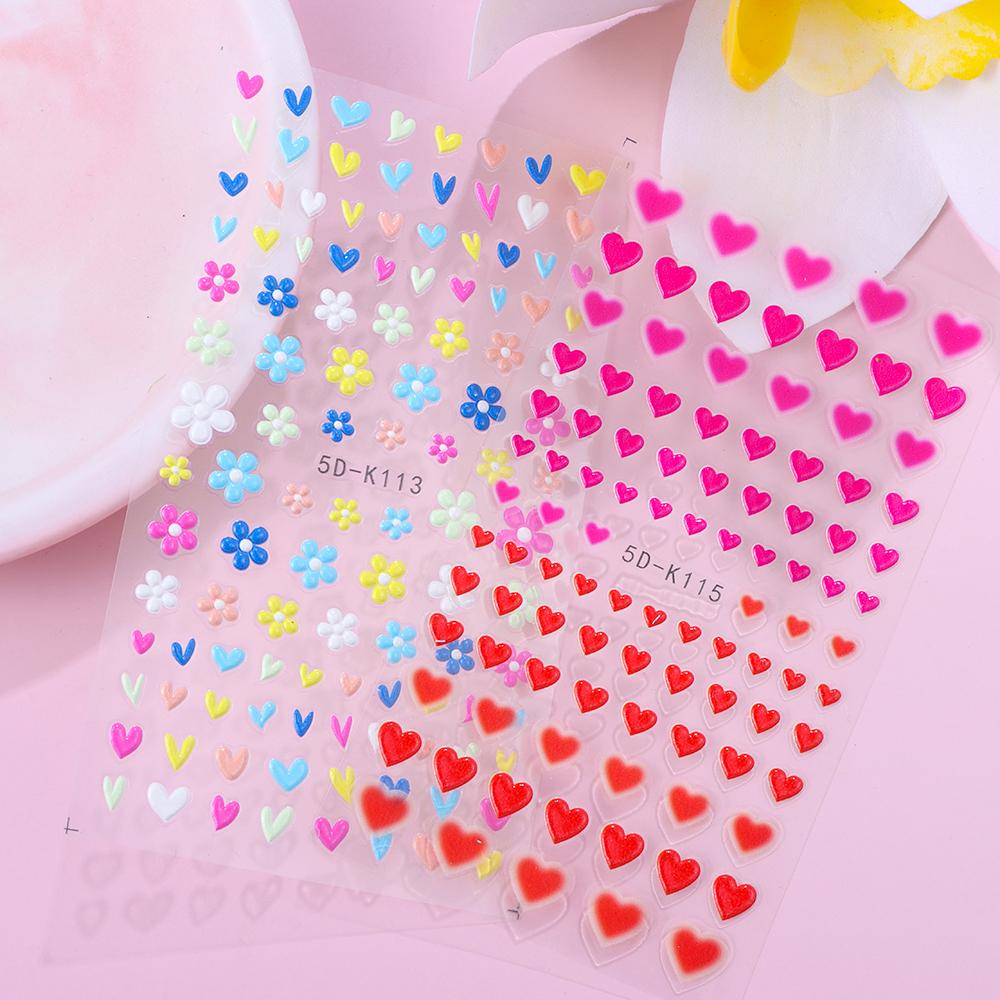 Hình Dán Trang Trí Móng Tay Hình Trái Tim / Kẹo / Hoa Xinh Xắn