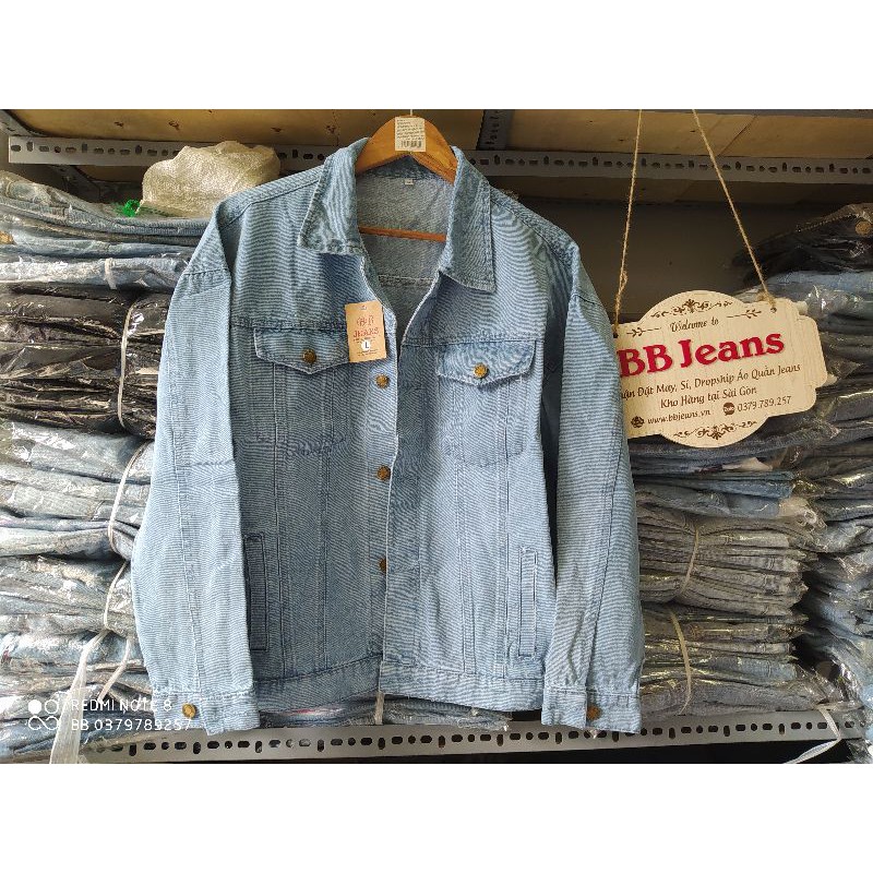 Áo khoác jean nam wash xám in tay thật đẹp CHI082