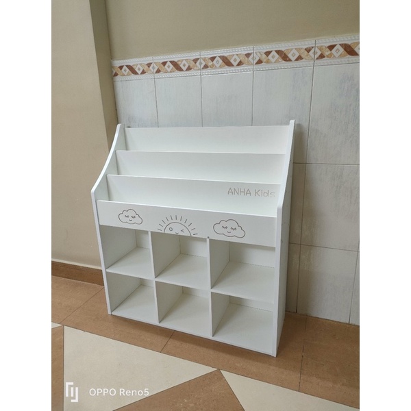 Kệ sách Montessori, giá sách trẻ em kết hợp, kệ đa năng cho bé