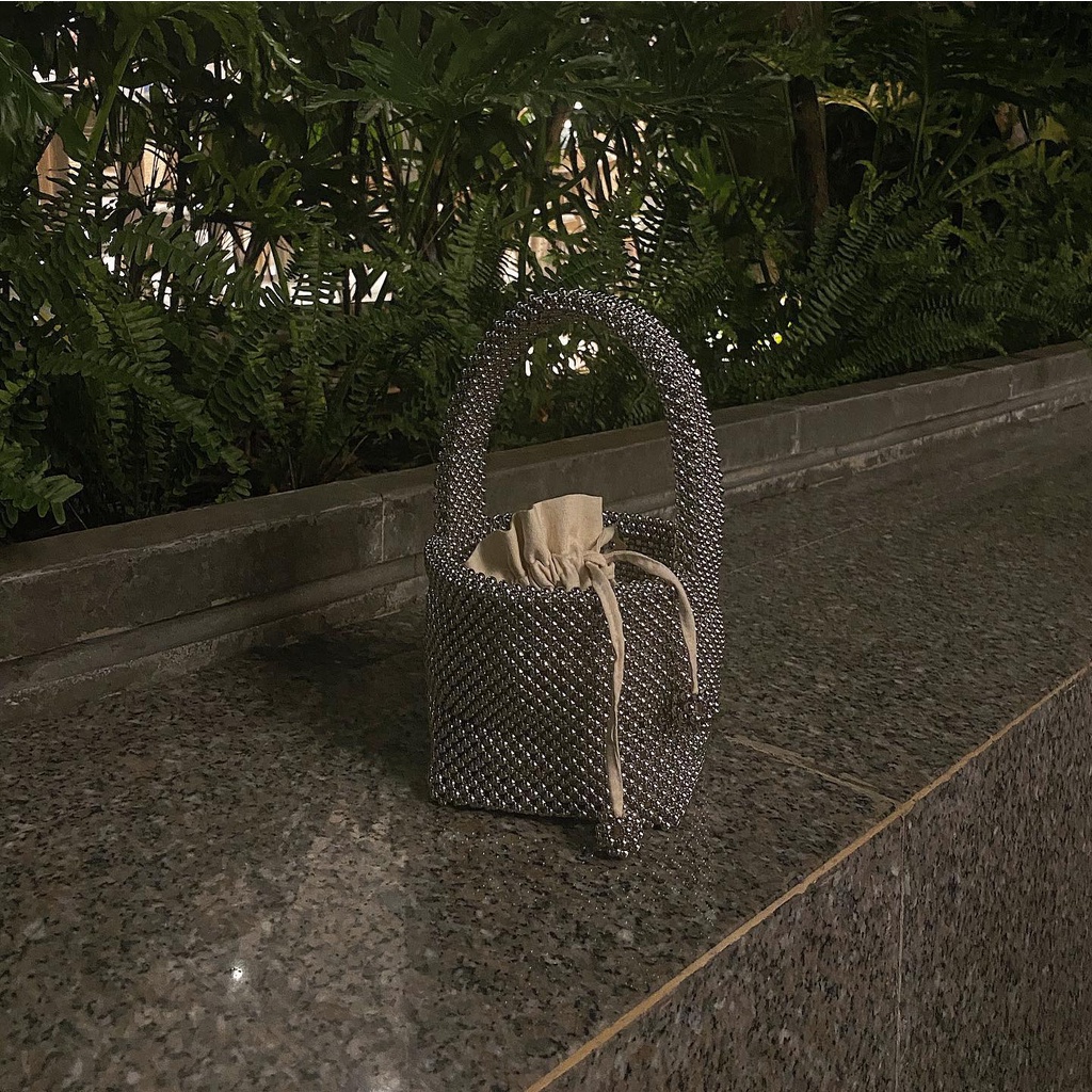 Lily Basket Bag | Túi Xách Bucket Đeo Tay Kết Hạt Kèm Túi Lót Phong Cách Hàn Quốc