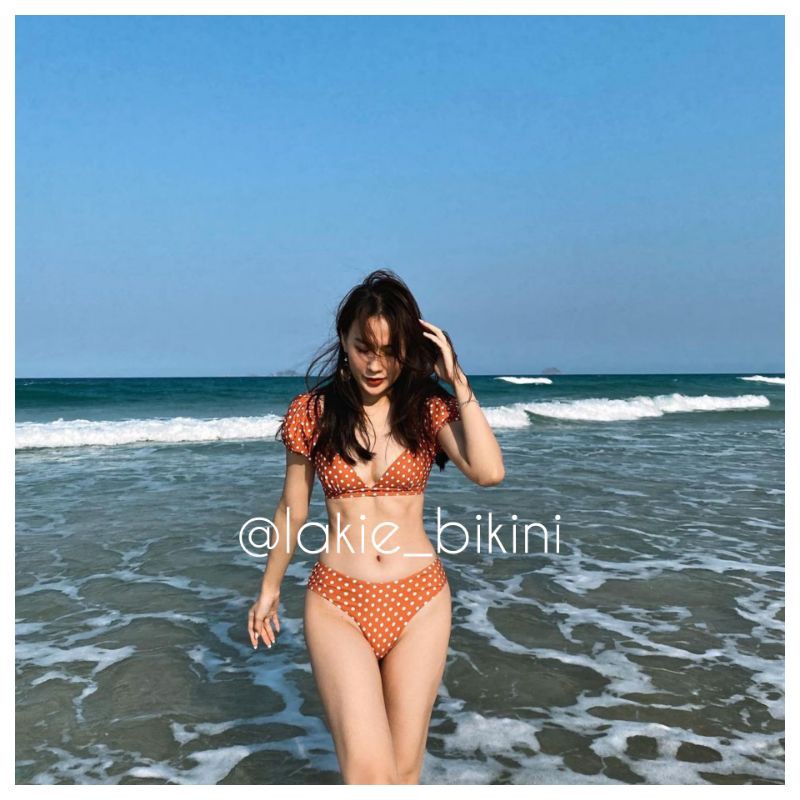 Bikini Sexy Mẫu Mới Bikini Nâu Tây Bikini Vintage Bikini Chấm Bi Khoét Eo | BigBuy360 - bigbuy360.vn