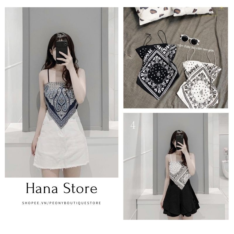 Áo Yếm Thổ Cẩm Hai Dây Bozip ❤️ Hana Store - Freeship ❤️ Áo thun tăm bozip hai dây - áo yếm thổ cẩm