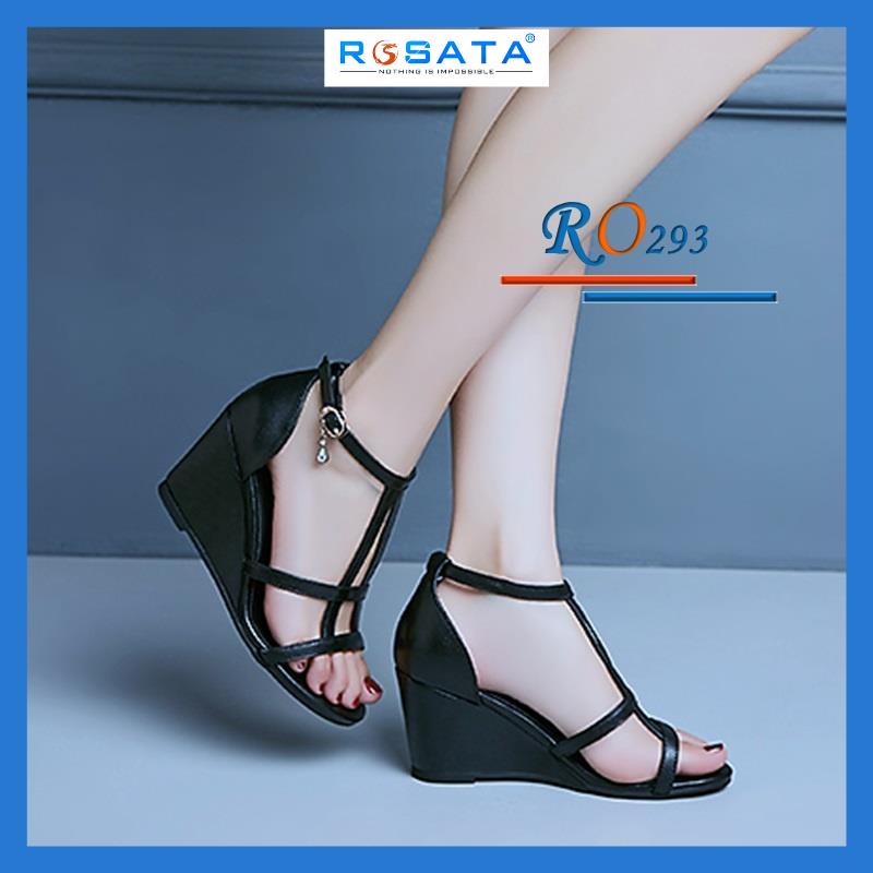 Giày cao gót nữ đẹp đế vuông 7 phân màu đen trắng hàng hiệu rosata ro293