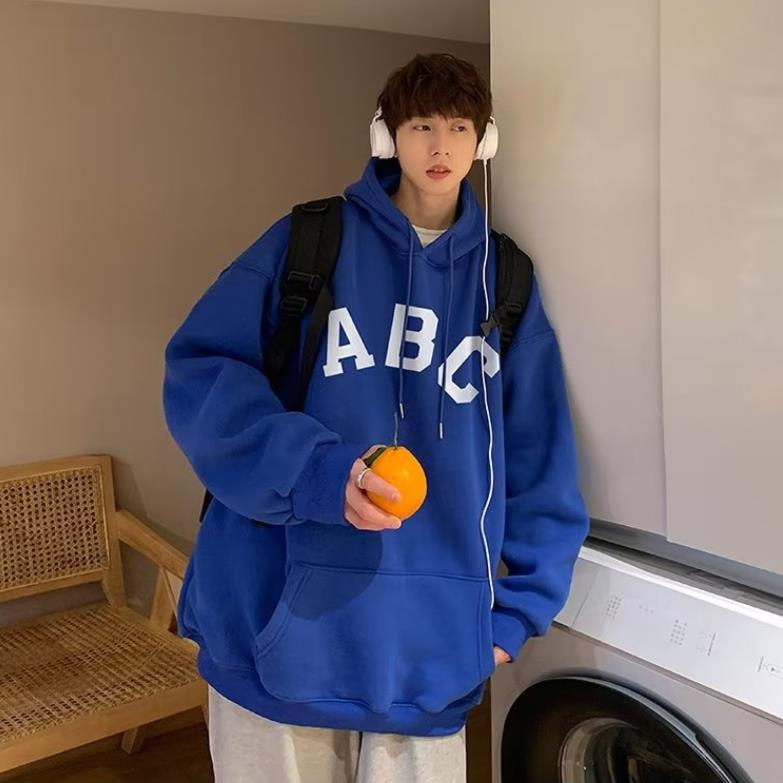 Áo Khoác Thể Thao Cotton Dày Dặn Dáng Rộng In Chữ ABC Thời Trang Cho Nam Size M-5XL