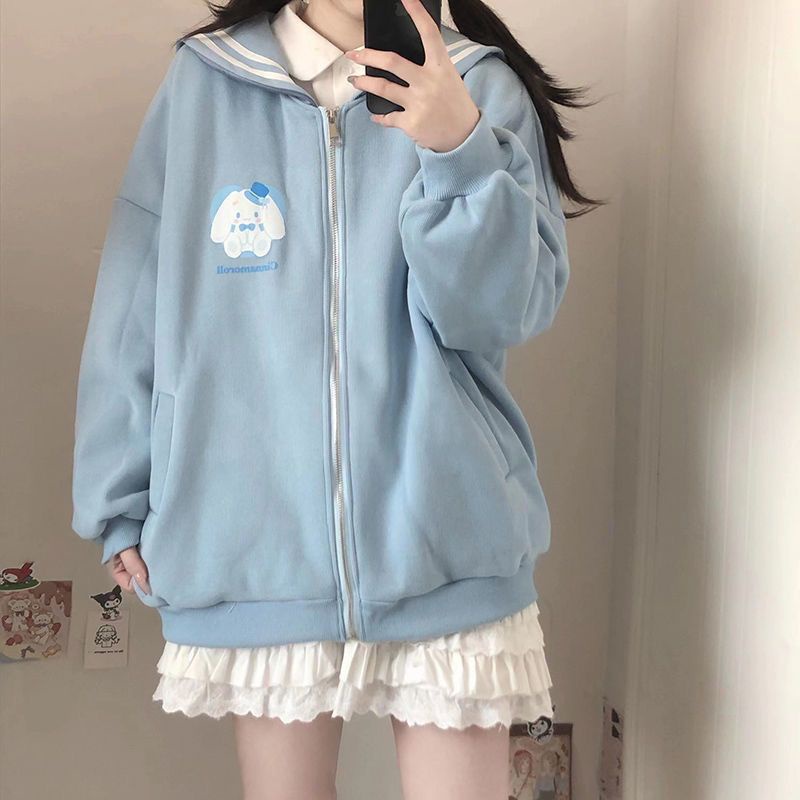 Áo khoác cổ thủy thủ sanrio cinnamon roll kuromi my melody dễ thương bomber cute đáng yêu nữ tính