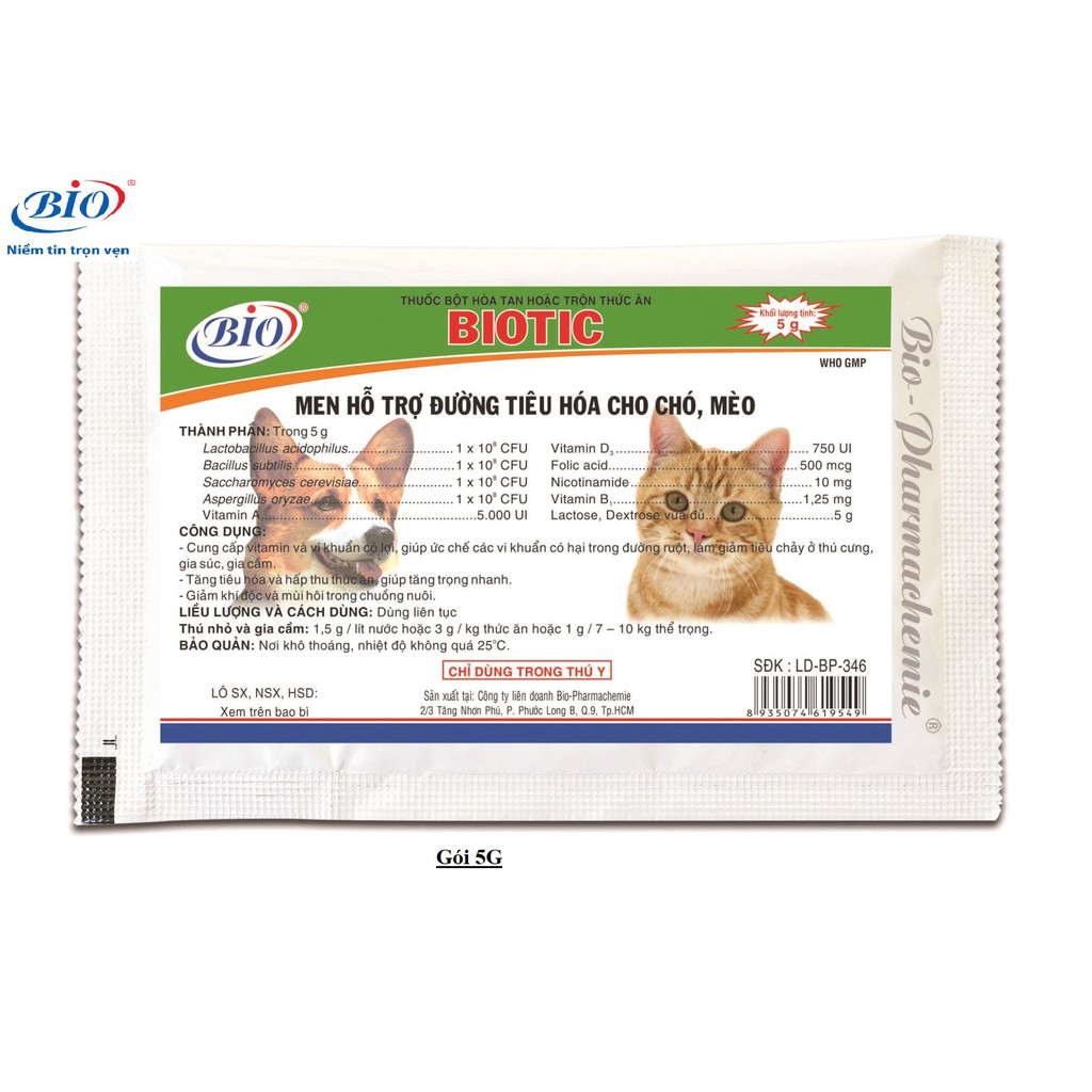 COMBO 2 GÓI BIOTIC  . MEN TIÊU HÓA CHÓ- MÈO-THÚ CƯNG