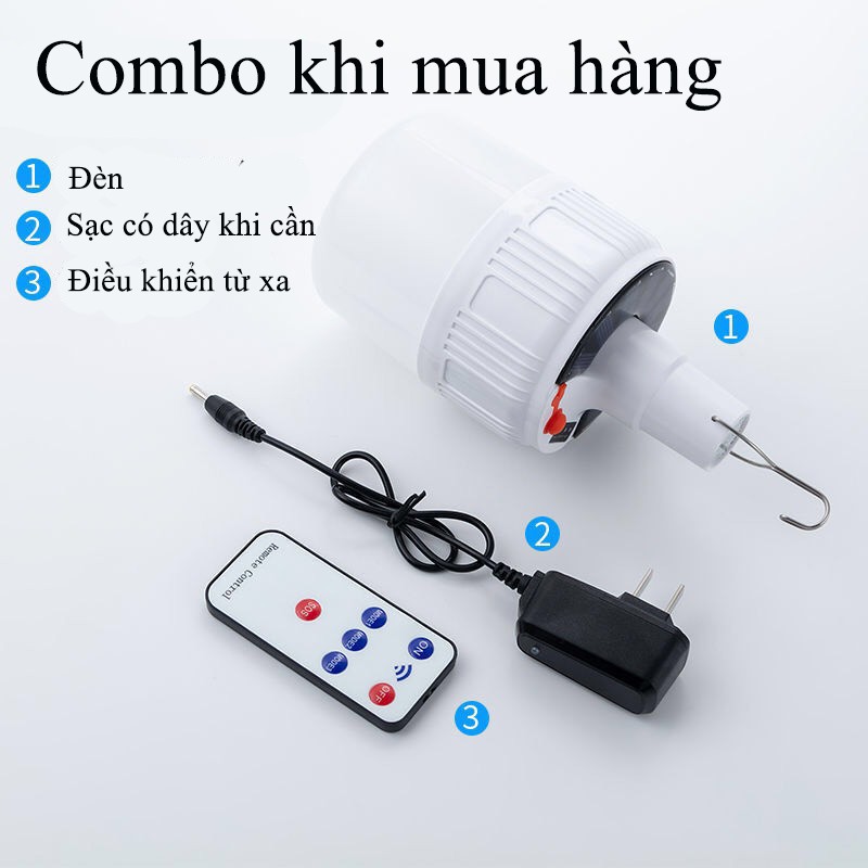 Bóng đèn led năng lượng mặt trời_treo hiên nhà sân vườn 100W tiện lợi