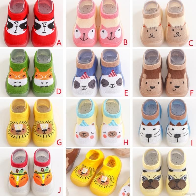 Giày Vớ Cao Su Đế Mềm Chống Trượt Thoáng Khí In Họa Tiết Hoạt Hình Cho Bé Tập Đi Walkers