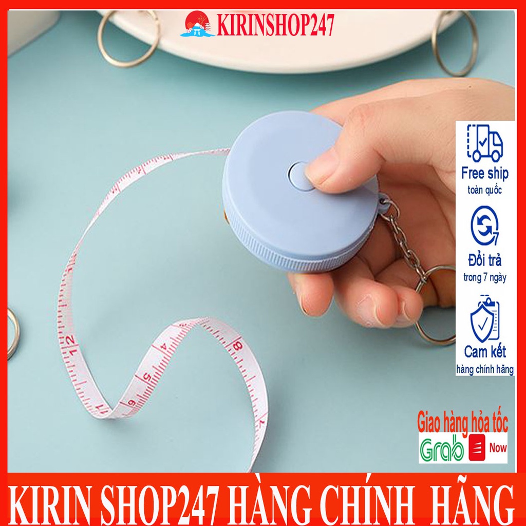 Móc khóa kèm thước dây mini tự thu vào 1.5m
