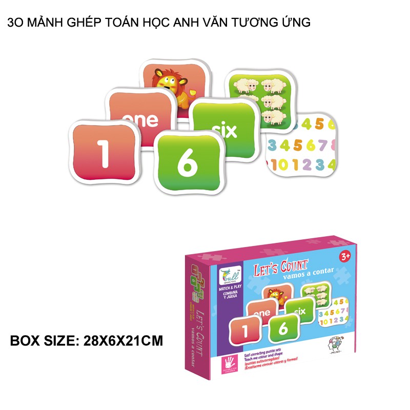 GHÉP HÌNH GỖ HỌC TIẾNG ANH TOÁN HỌC CHO BÉ THÔNG MINH 8117-8121