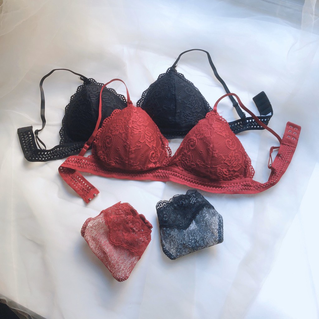 Bộ Đồ Lót Nữ Ren sexy, áo ngực không gọng đệm mỏng + kèm mút Hoa Đại Lọt Khe Sexy - Gợi Cảm | BigBuy360 - bigbuy360.vn