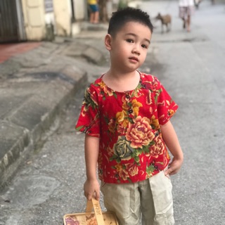 Áo vải chăn con công cho bé