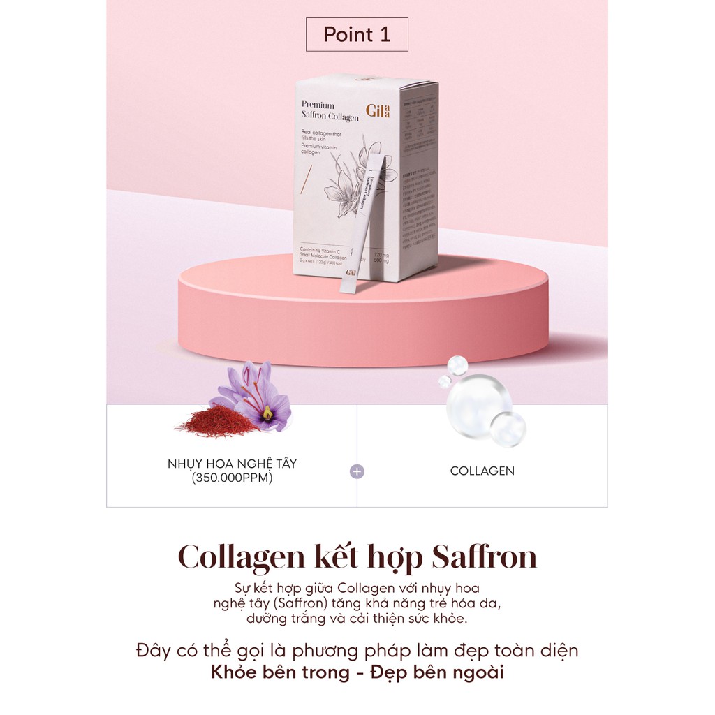Bột uống trắng da Collagen Cao Cấp kết hợp Saffron Gilaa Premium Saffron Collagen  - HONGS BEAUTY
