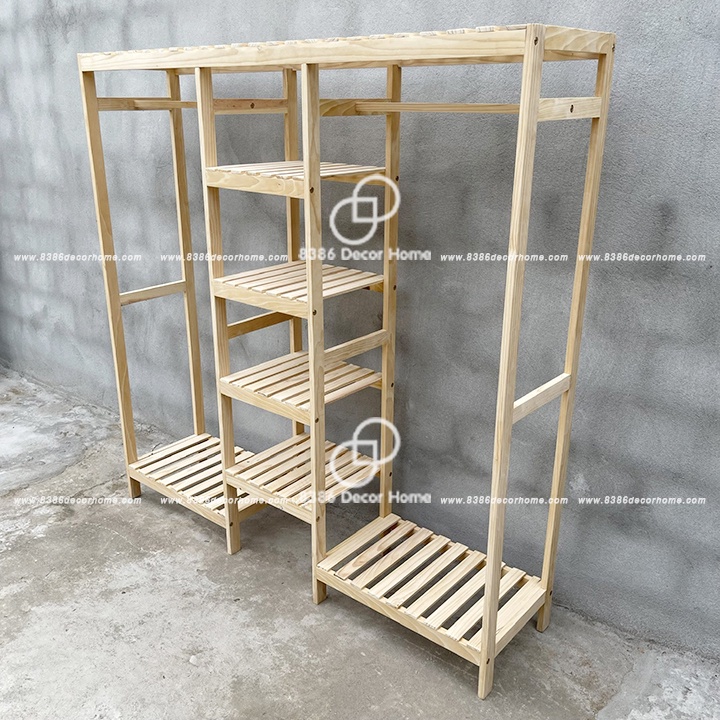 Kệ treo quần áo 3 ngăn màu trắng decor homstay, phòng khách sạn, trang trí, cửa hàng shop quần áo