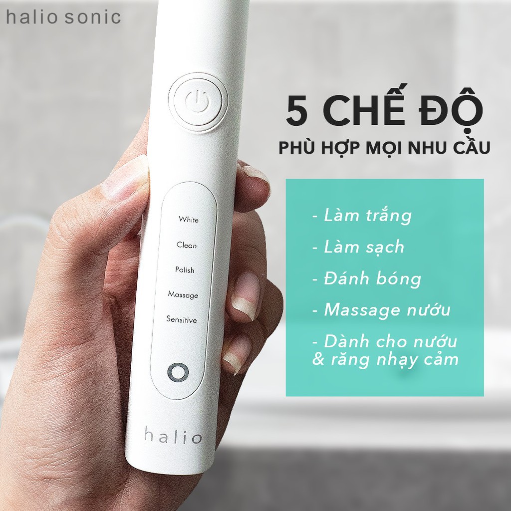 Bàn Chải Điện Làm Trắng Răng Halio Sonic Whitening Electric Toothbrush PRO - White