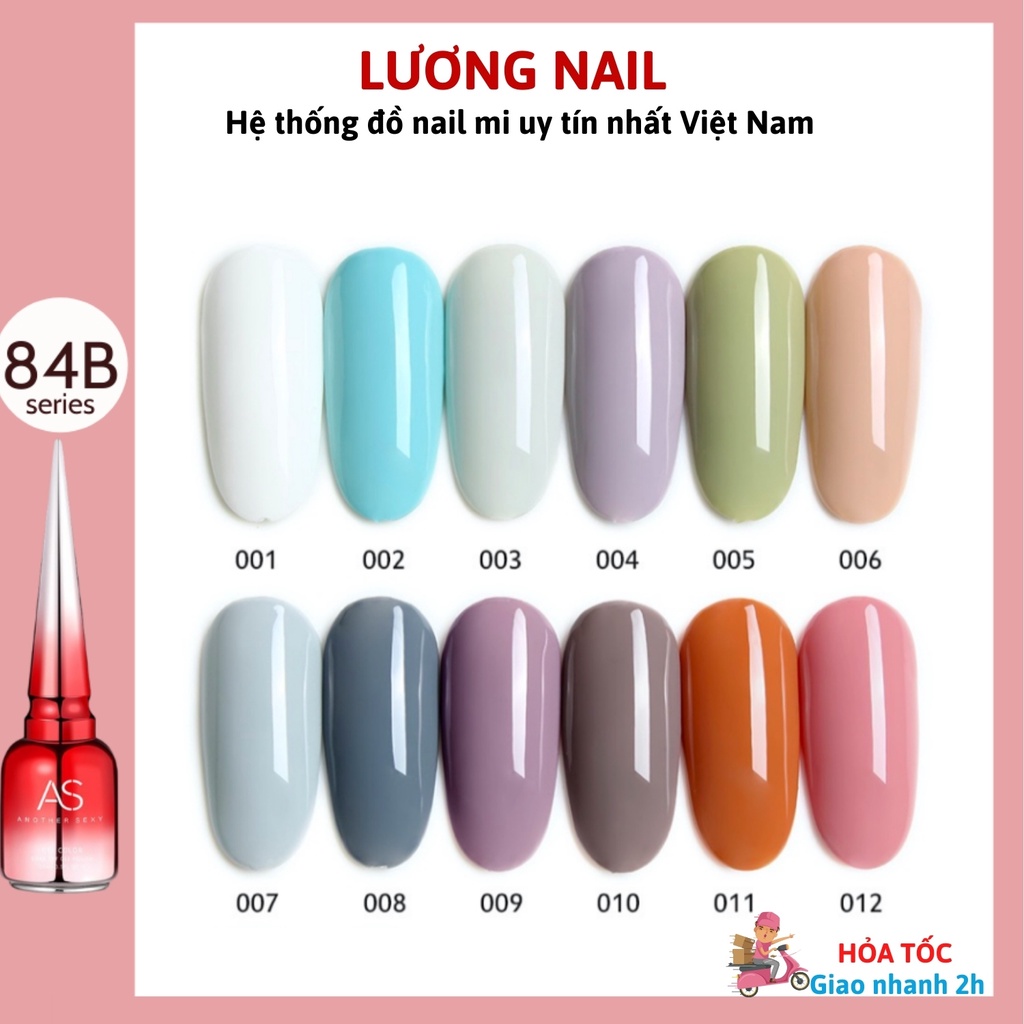 Sơn gel AS sơn móng tay gel tone trắng sữa xanh ngọc tím nhạt chai 15ml