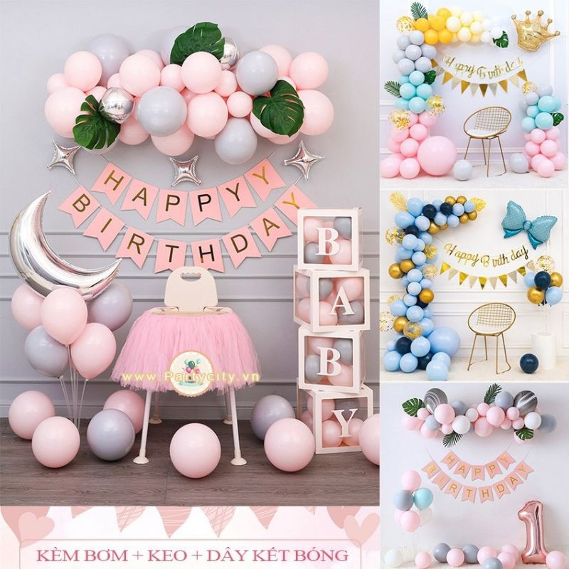 (TẶNG BƠM KEO) SET BÓNG TRANG TRÍ SINH NHẬT HAPPY BIRTHDAY MS222