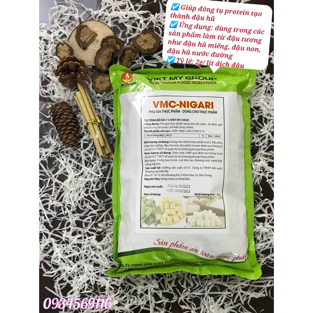 Phụ gia đậu phụ combo 2kg VMC NIGARI tạo đông kết đậu phụ tàu hủ nhanh chóng