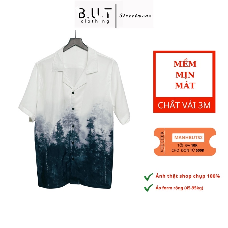 Áo sơ mi họa tiết ⚡️ẢNH THẬT⚡Áo sơ mi ngắn tay "In the Forest" chất vải LỤA mềm - mát - chống nhăn, thoải mái mặc cho mù | BigBuy360 - bigbuy360.vn