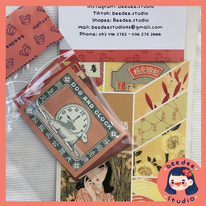 Set 10 tấm sticker retro chủ đề ký ức ở thượng hải thập niên 80