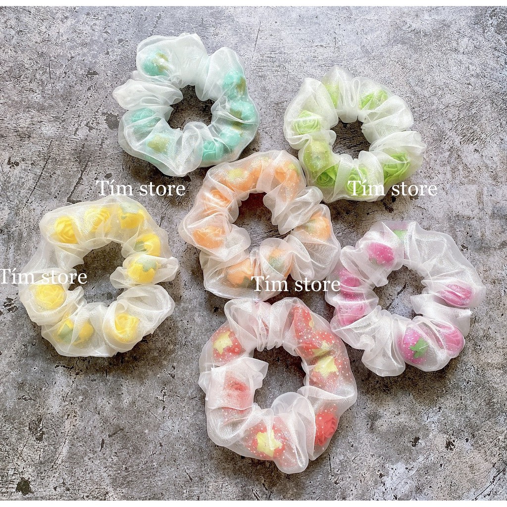 {Ảnh thật} SCRUNCHIES HOA LẮC ROSY- CỘT TÓC VẢI THỜI TRANG NỮ HOT TREND GIÁ RẺ